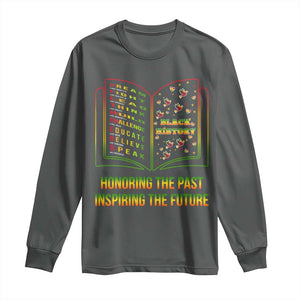 Black History Leaders Book Long Sleeve Shirt African American History For Teachers TS12 Dark Heather Print Your Wear