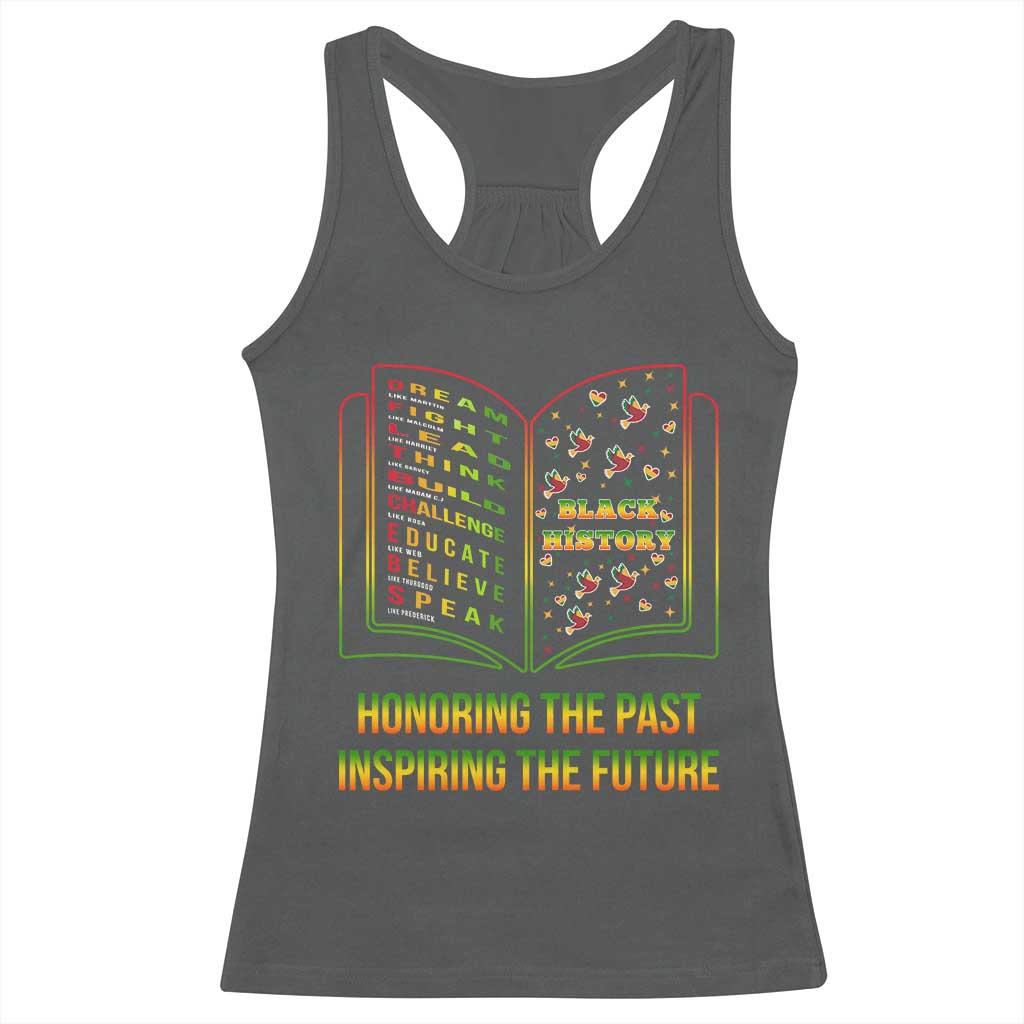 Black History Leaders Book Racerback Tank Top African American History For Teachers TS12 Dark Heather Print Your Wear