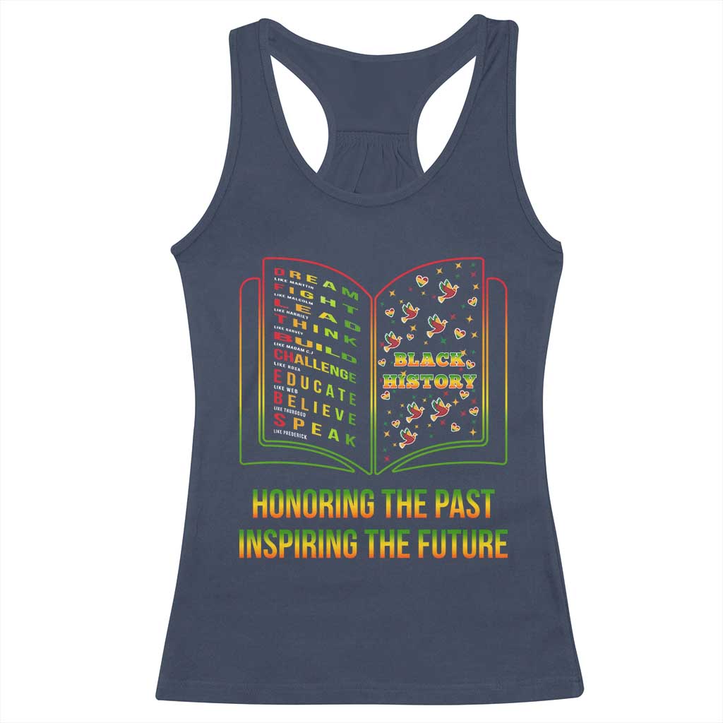 Black History Leaders Book Racerback Tank Top African American History For Teachers TS12 Navy Print Your Wear