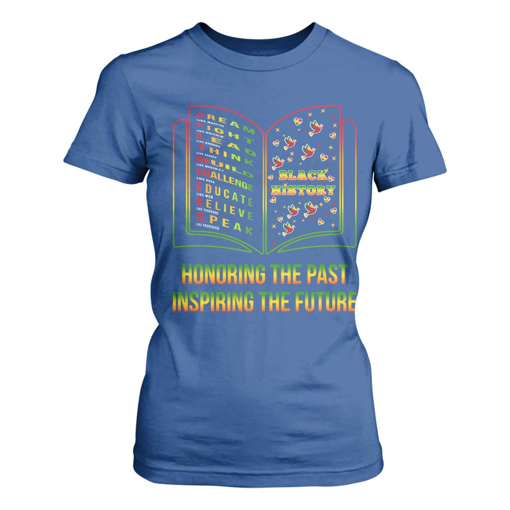 Black History Leaders Book T Shirt For Women African American History For Teachers TS12 Royal Blue Print Your Wear