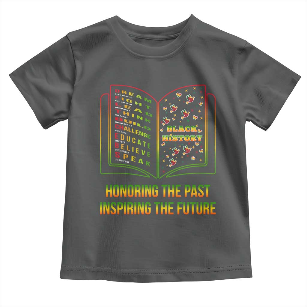 Black History Leaders Book Toddler T Shirt African American History For Teachers TS12 Dark Heather Print Your Wear