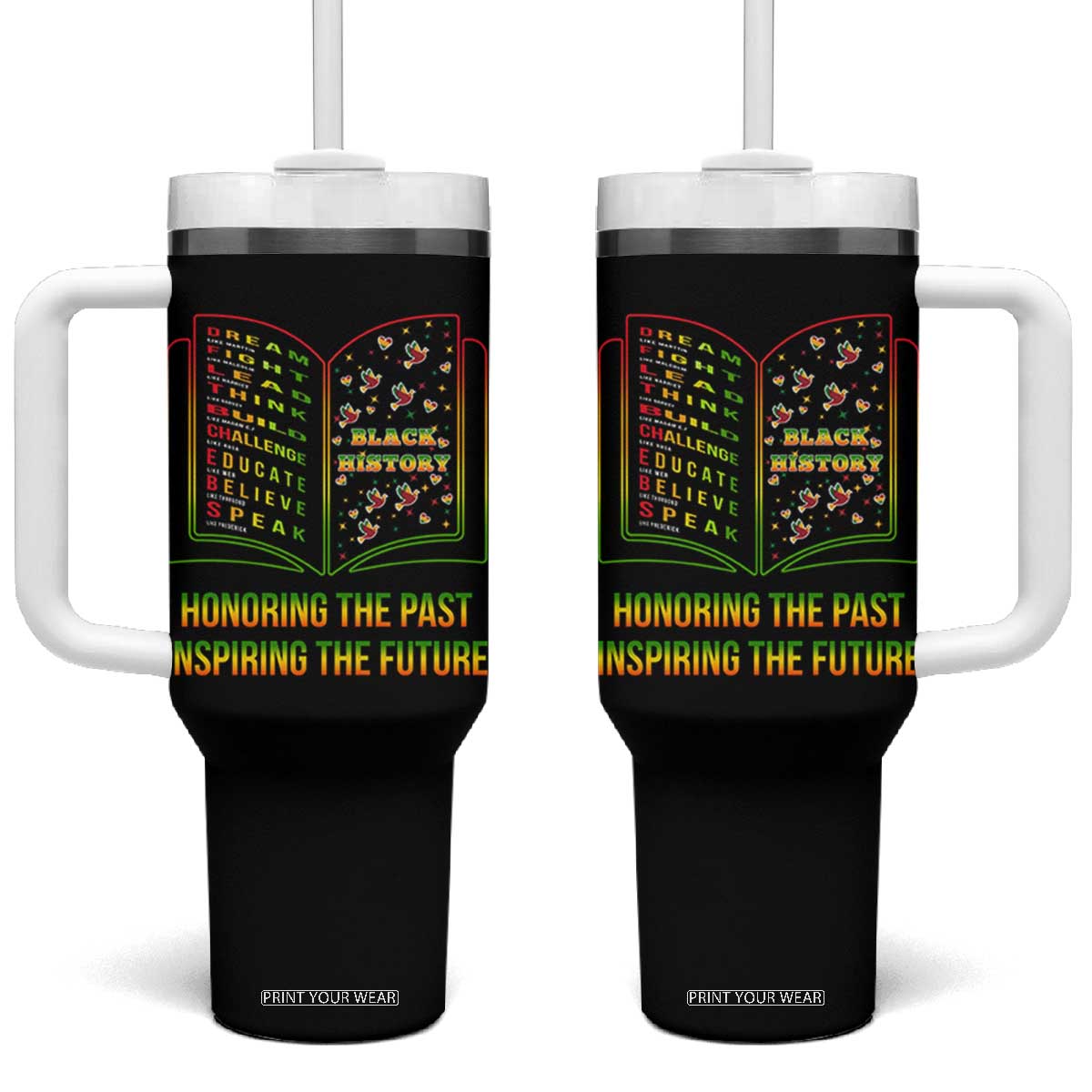 Black History Leaders Book Tumbler With Handle African American History For Teachers TS12 One Size: 40 oz Black Print Your Wear