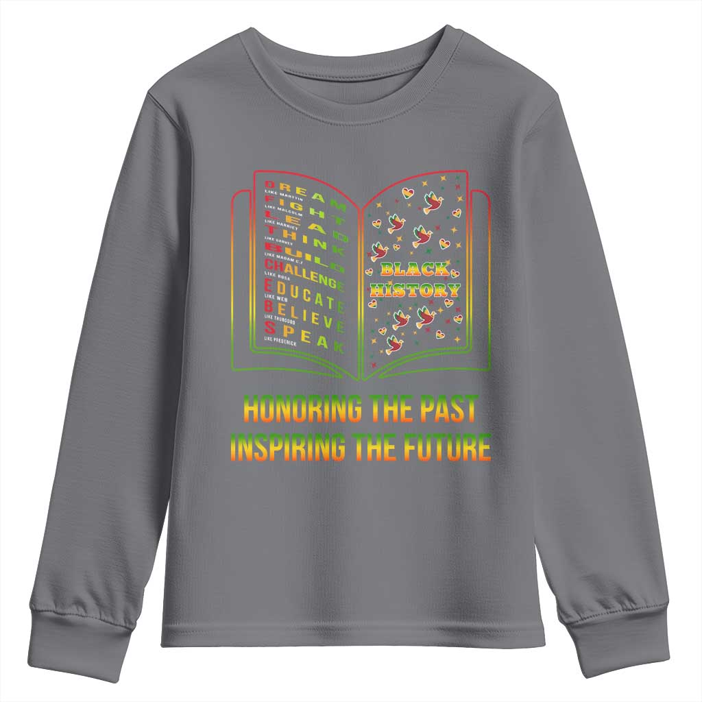 Black History Leaders Book Youth Sweatshirt African American History For Teachers TS12 Charcoal Print Your Wear