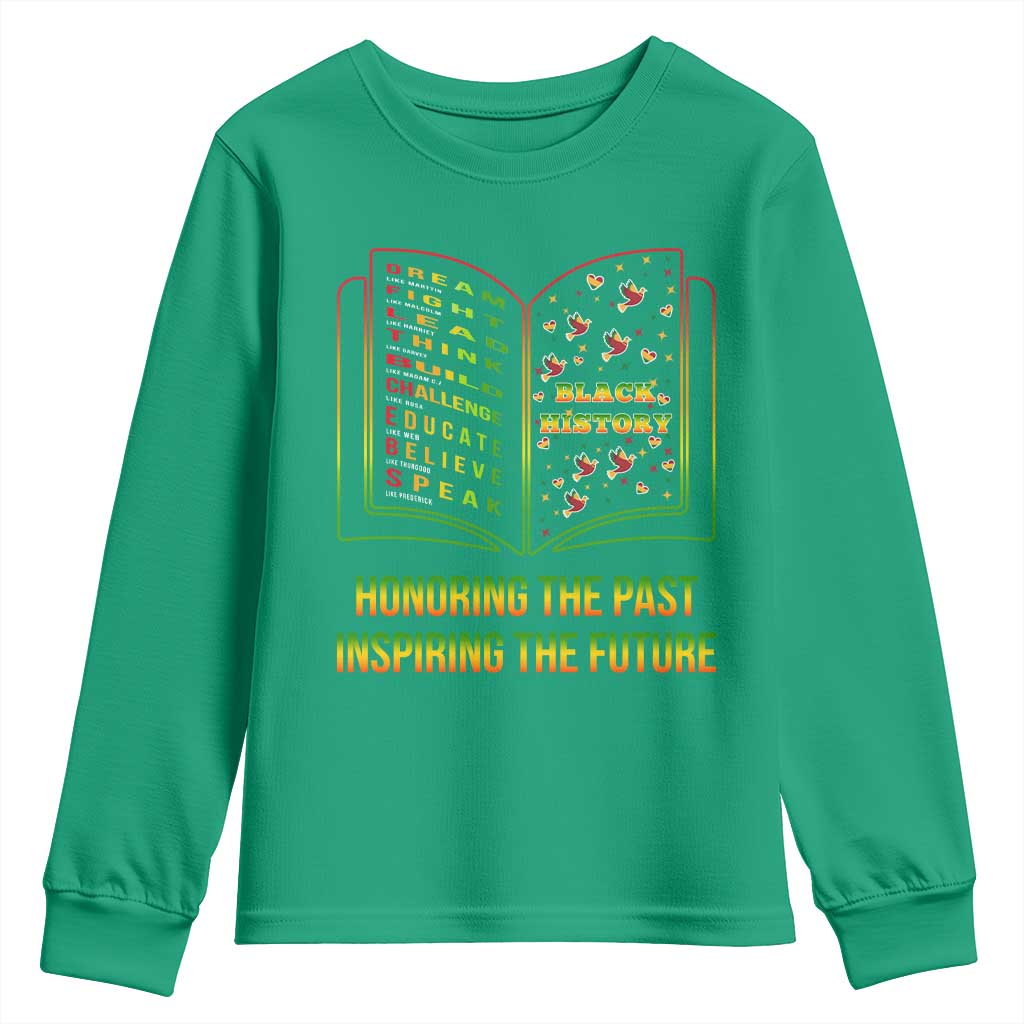 Black History Leaders Book Youth Sweatshirt African American History For Teachers TS12 Irish Green Print Your Wear