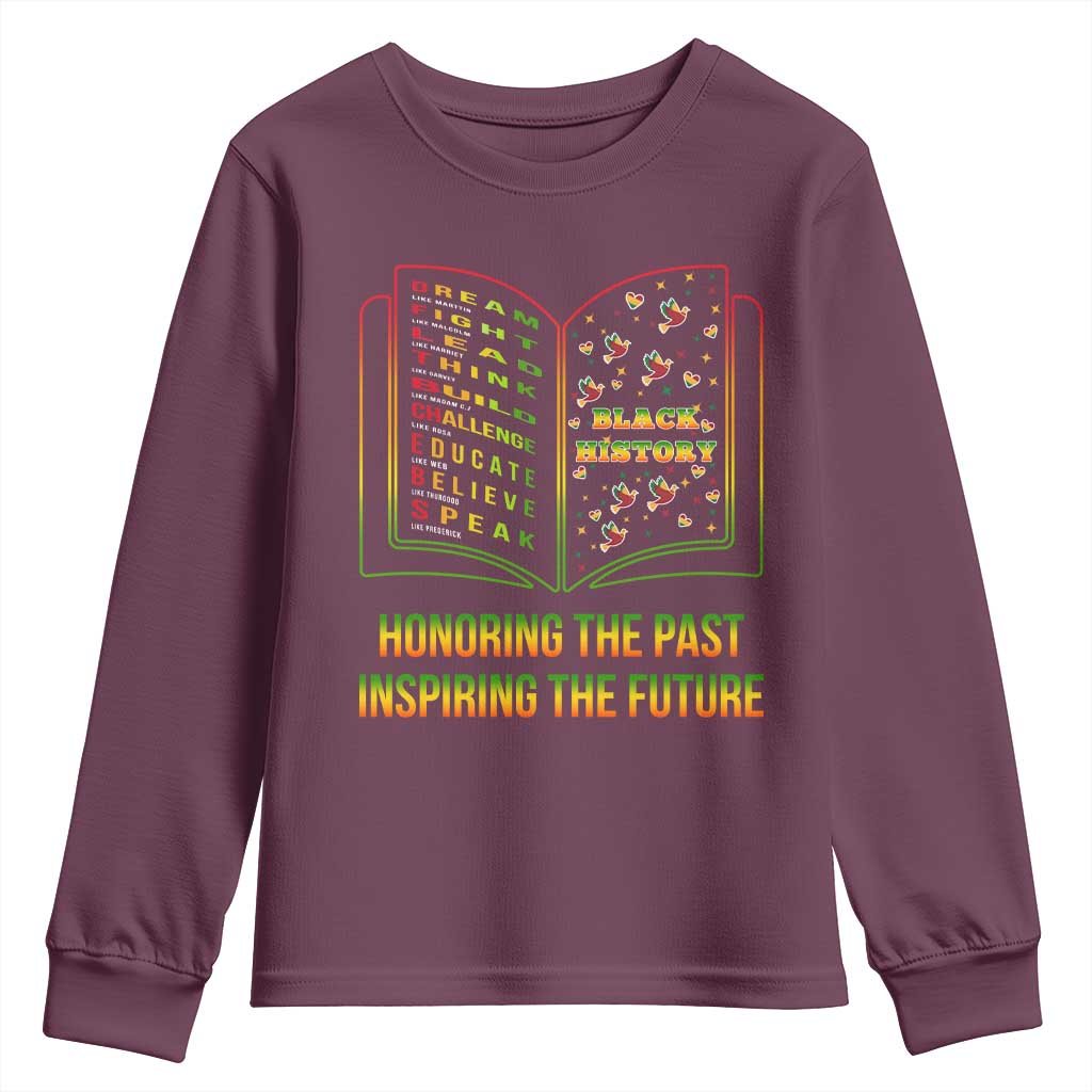 Black History Leaders Book Youth Sweatshirt African American History For Teachers TS12 Maroon Print Your Wear