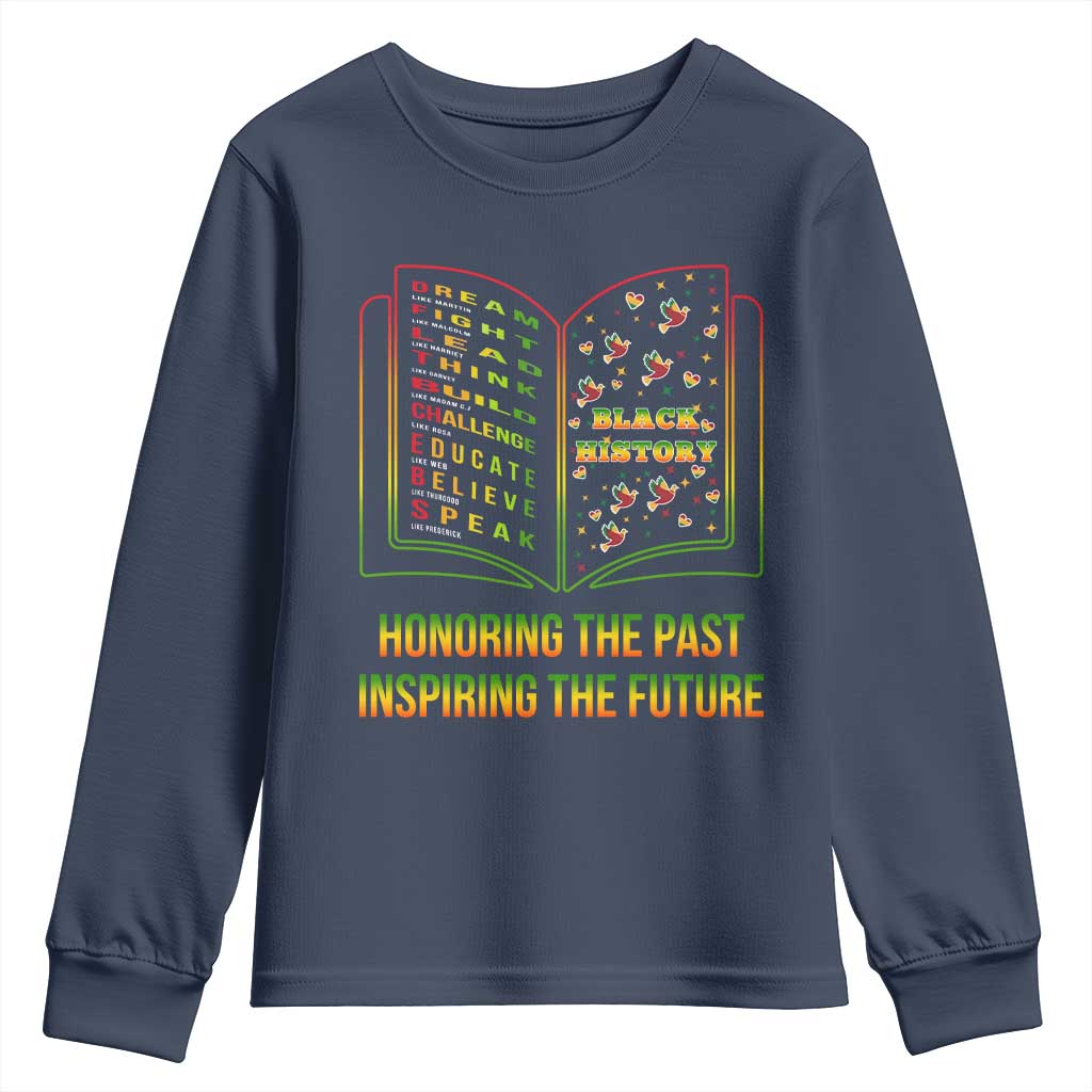 Black History Leaders Book Youth Sweatshirt African American History For Teachers TS12 Navy Print Your Wear