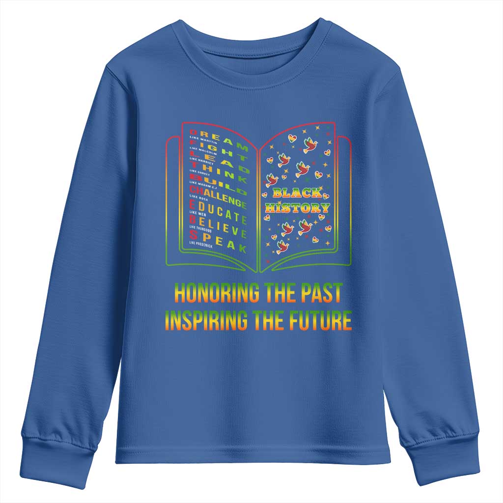 Black History Leaders Book Youth Sweatshirt African American History For Teachers TS12 Royal Blue Print Your Wear