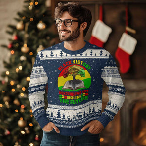 Black History Honoring The Past Inspiring The Future Ugly Christmas Sweater African American Pride TS12 Navy Beige Print Your Wear