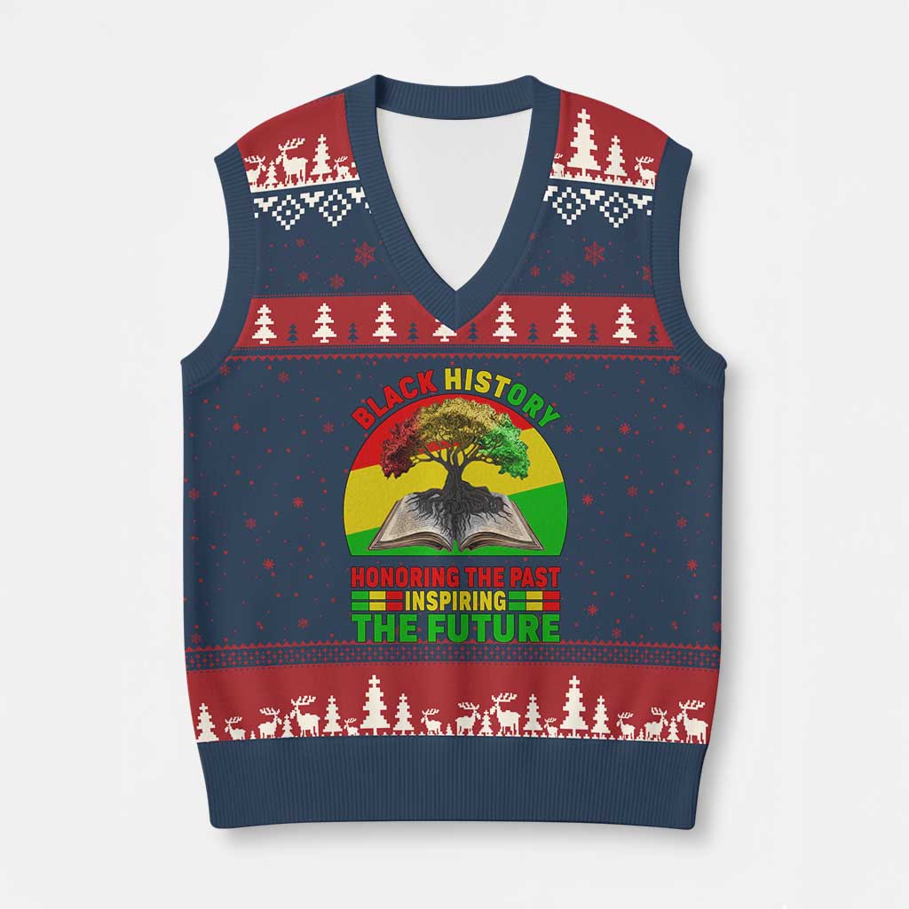 Black History Honoring The Past Inspiring The Future V-Neck Knit Sweater Vest African American Pride TS12 Navy Red Print Your Wear