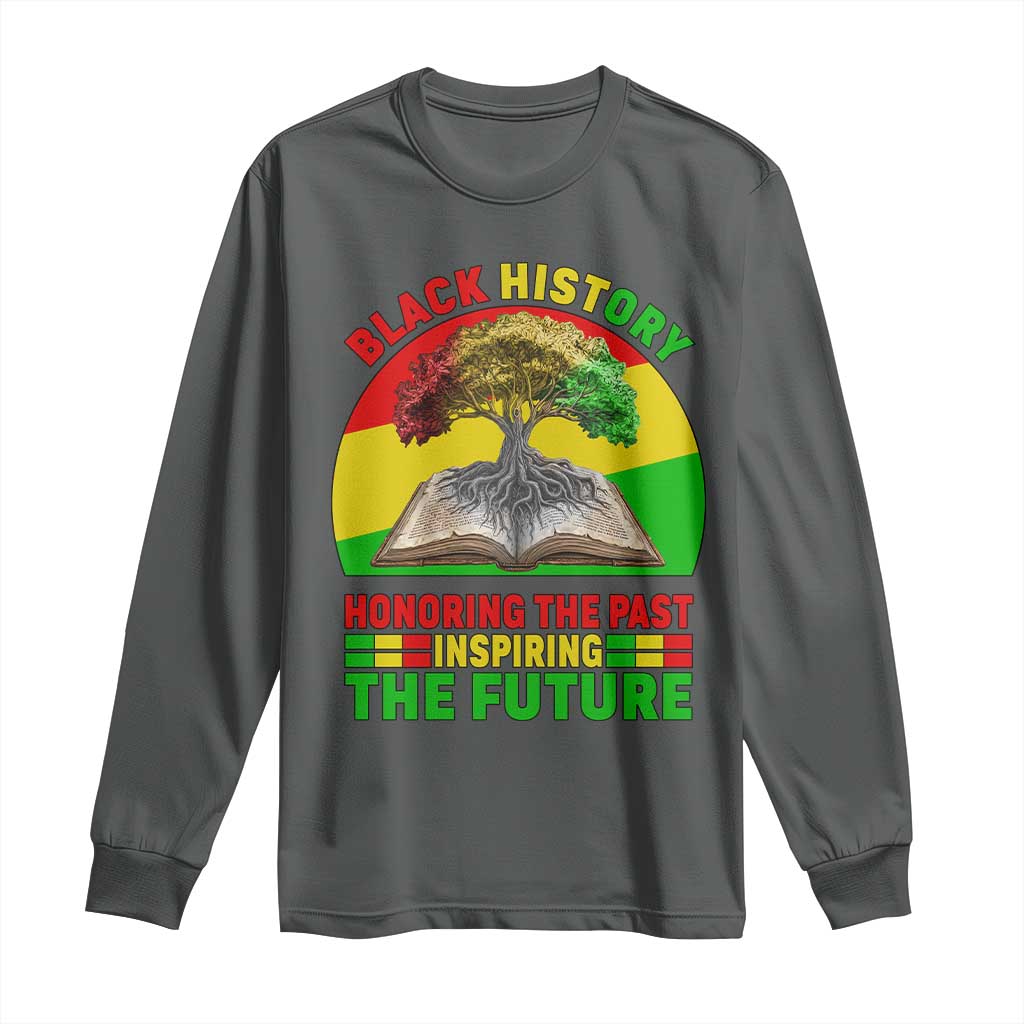 Black History Honoring The Past Inspiring The Future Long Sleeve Shirt African American Pride TS12 Dark Heather Print Your Wear