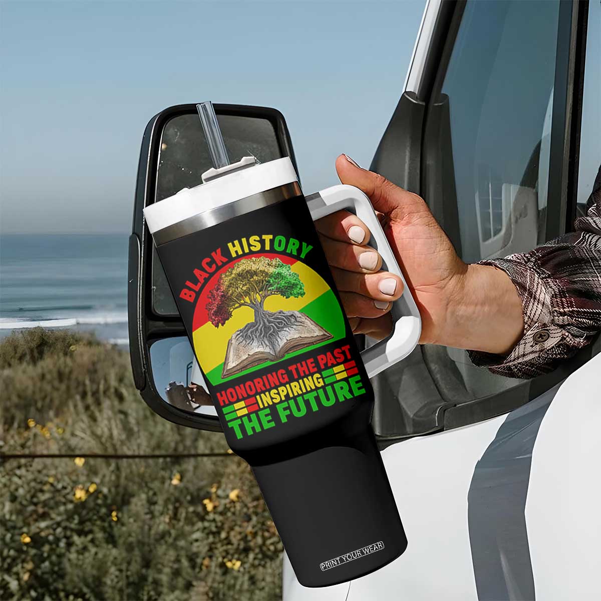 Black History Honoring The Past Inspiring The Future Tumbler With Handle African American Pride TS12 Print Your Wear