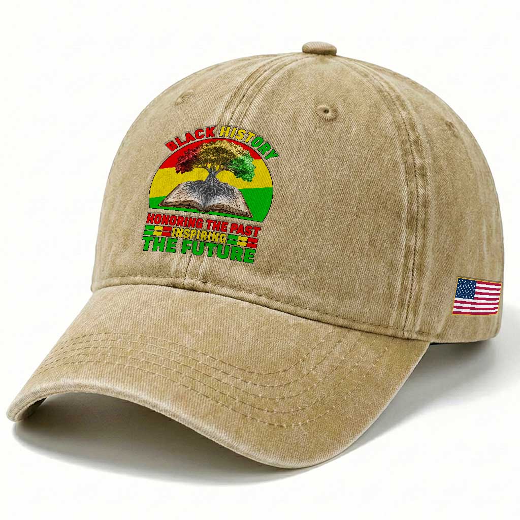 Black History Honoring The Past Inspiring The Future Washed Cotton Baseball Cap African American Pride TS12 Print Your Wear