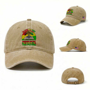 Black History Honoring The Past Inspiring The Future Washed Cotton Baseball Cap African American Pride TS12 Washed Cap Universal Fit Khaki Print Your Wear