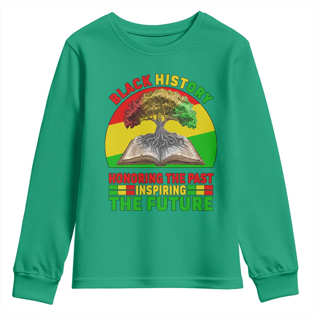 Black History Honoring The Past Inspiring The Future Youth Sweatshirt African American Pride TS12 Irish Green Print Your Wear