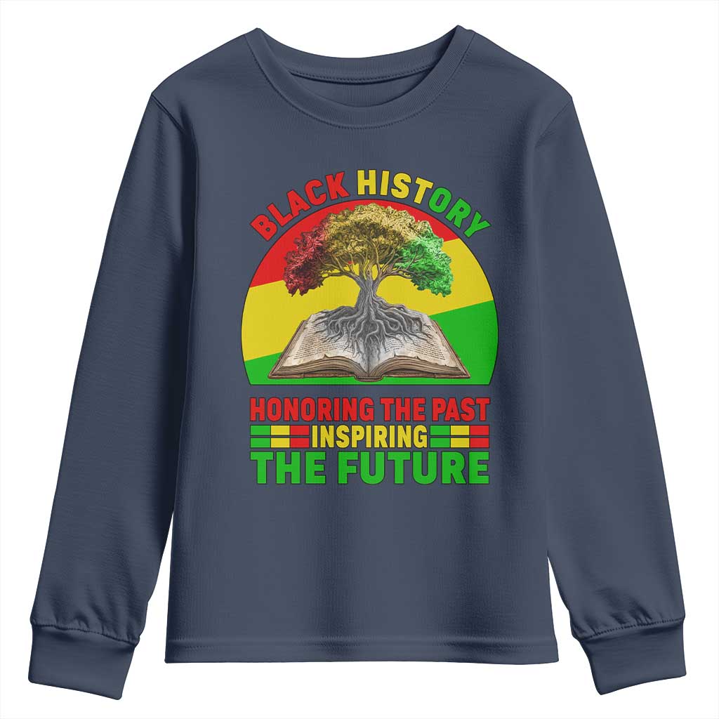 Black History Honoring The Past Inspiring The Future Youth Sweatshirt African American Pride TS12 Navy Print Your Wear