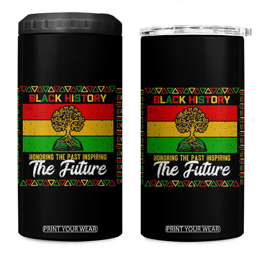 Black History Month 4 in 1 Can Cooler Tumbler Honoring The Past Inspiring The Future TS12 One Size: 16 oz Black Print Your Wear