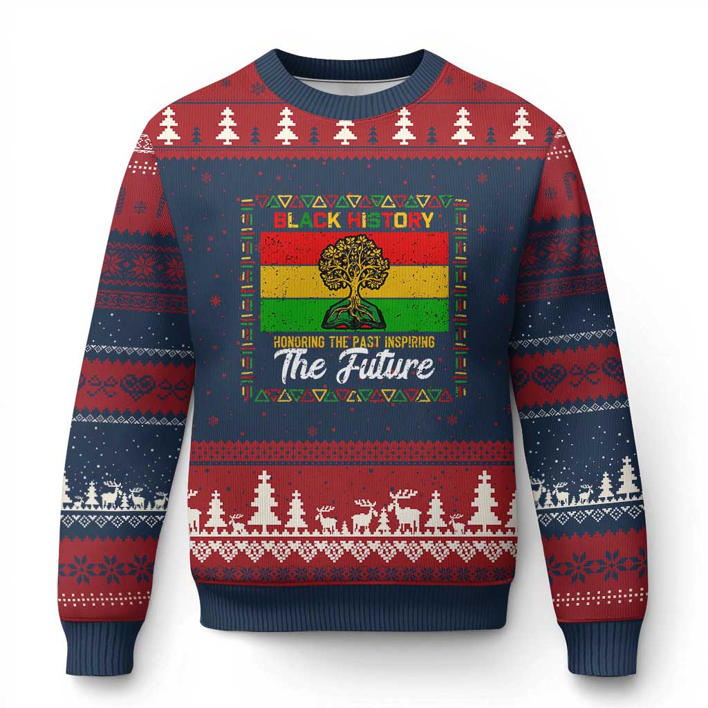 Black History Month Ugly Christmas Sweater Honoring The Past Inspiring The Future TS12 Navy Red Print Your Wear
