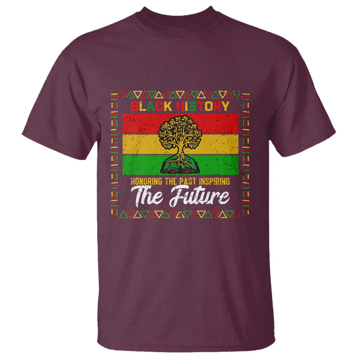 Black History Month T Shirt Honoring The Past Inspiring The Future TS12 Maroon Print Your Wear
