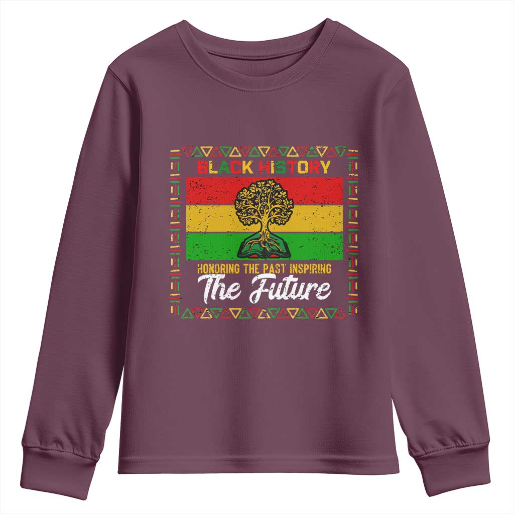 Black History Month Youth Sweatshirt Honoring The Past Inspiring The Future TS12 Maroon Print Your Wear