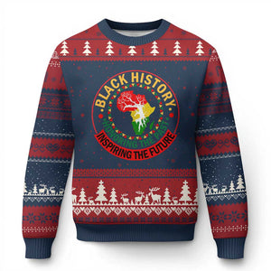 Inspiring The Future Honoring The Past Ugly Christmas Sweater African American Heritage TS12 Navy Red Print Your Wear