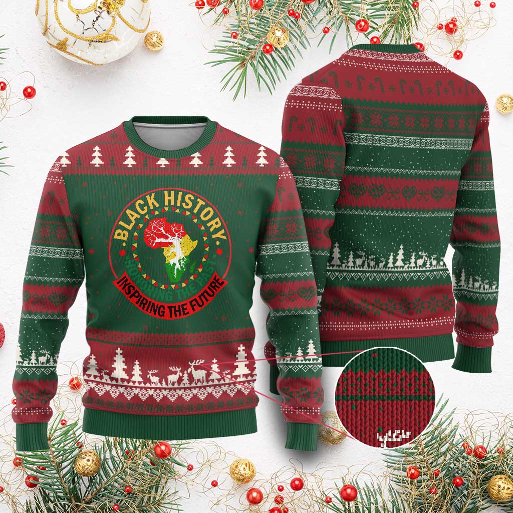 Inspiring The Future Honoring The Past Ugly Christmas Sweater African American Heritage TS12 Red Green Print Your Wear
