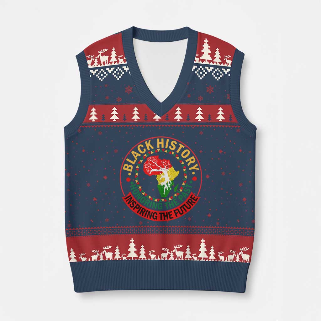 Inspiring The Future Honoring The Past V-Neck Knit Sweater Vest African American Heritage TS12 Navy Red Print Your Wear