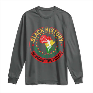 Inspiring The Future Honoring The Past Long Sleeve Shirt African American Heritage TS12 Dark Heather Print Your Wear