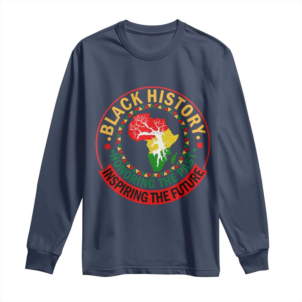 Inspiring The Future Honoring The Past Long Sleeve Shirt African American Heritage TS12 Navy Print Your Wear