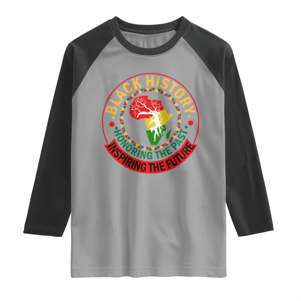 Inspiring The Future Honoring The Past Raglan Shirt African American Heritage TS12 Sport Gray Black Print Your Wear