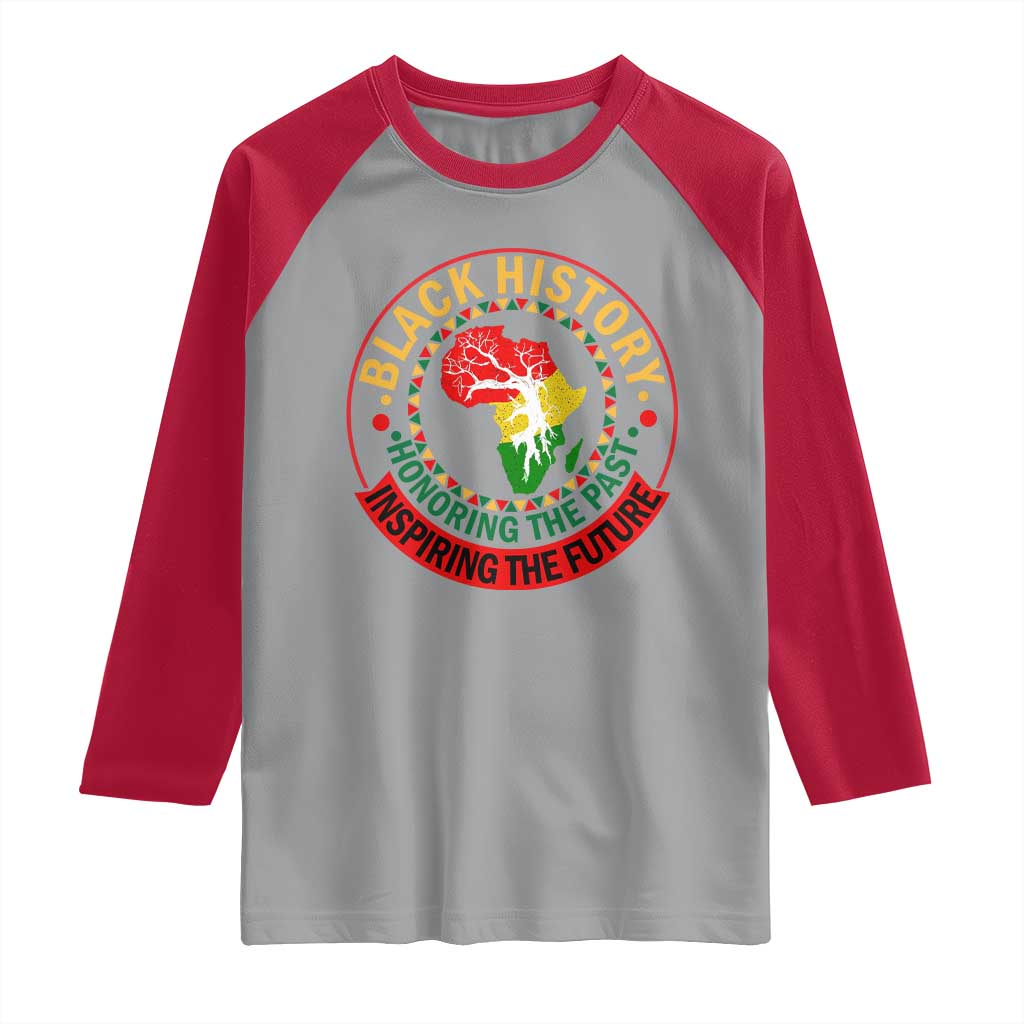 Inspiring The Future Honoring The Past Raglan Shirt African American Heritage TS12 Sport Gray Red Print Your Wear