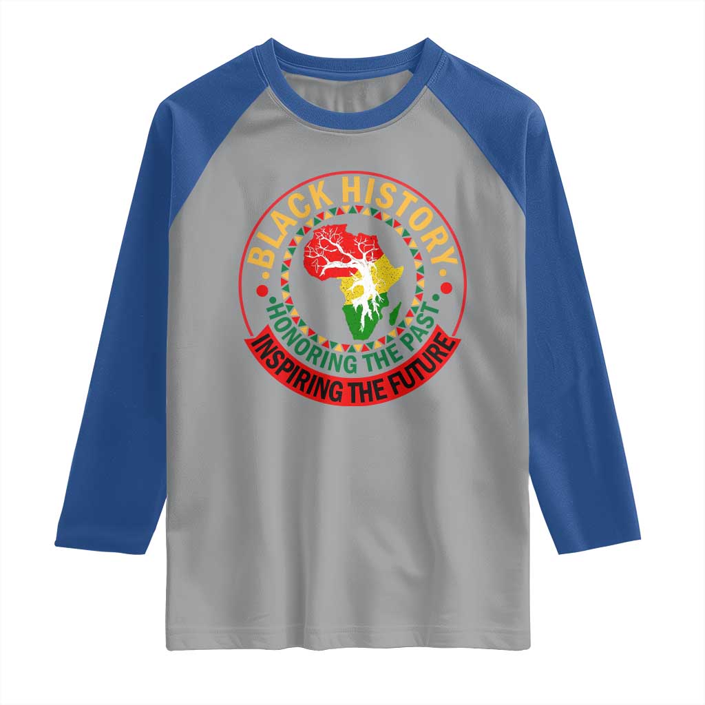 Inspiring The Future Honoring The Past Raglan Shirt African American Heritage TS12 Sport Gray Royal Print Your Wear