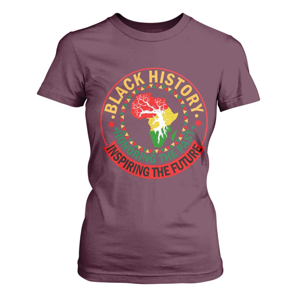 Inspiring The Future Honoring The Past T Shirt For Women African American Heritage TS12 Maroon Print Your Wear