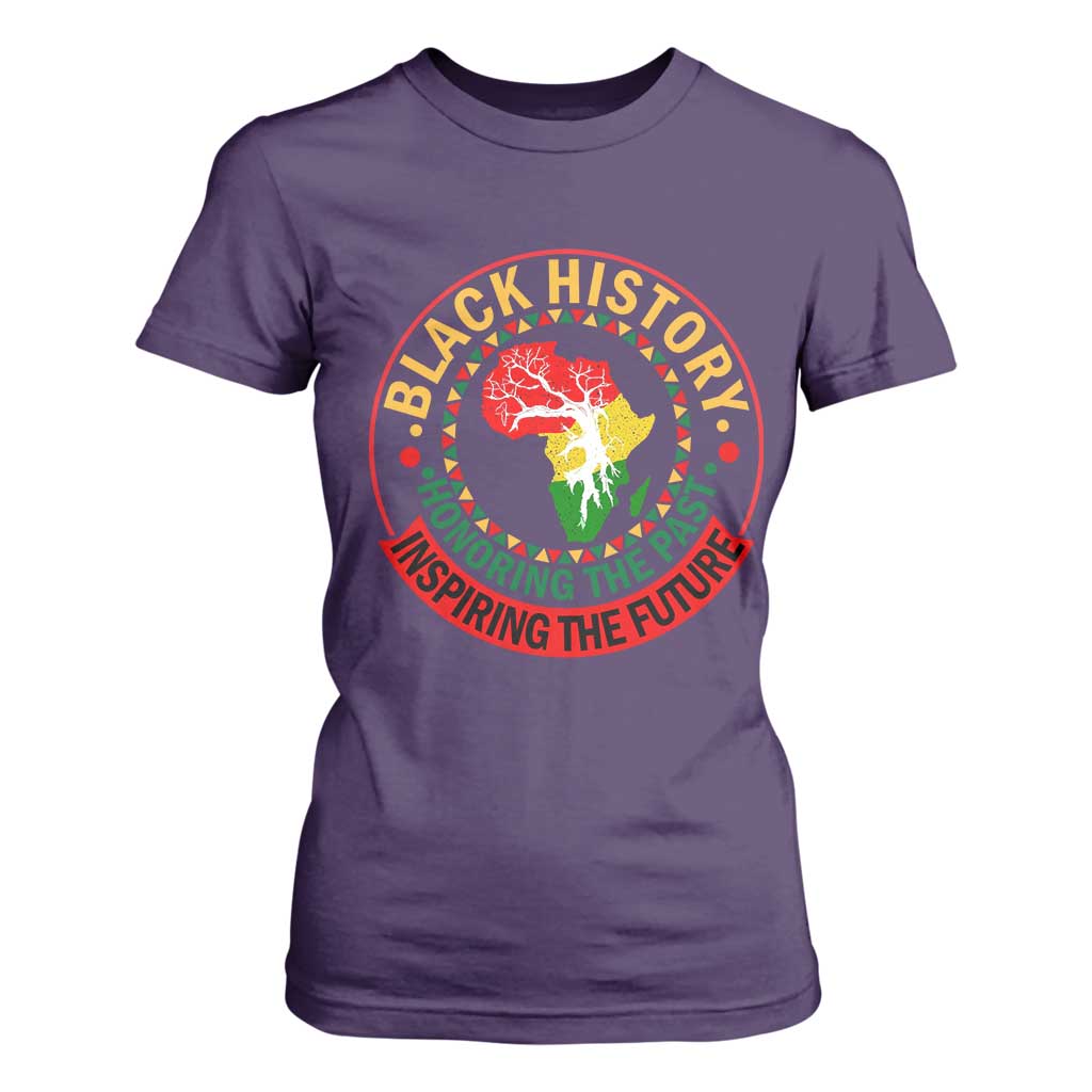 Inspiring The Future Honoring The Past T Shirt For Women African American Heritage TS12 Purple Print Your Wear