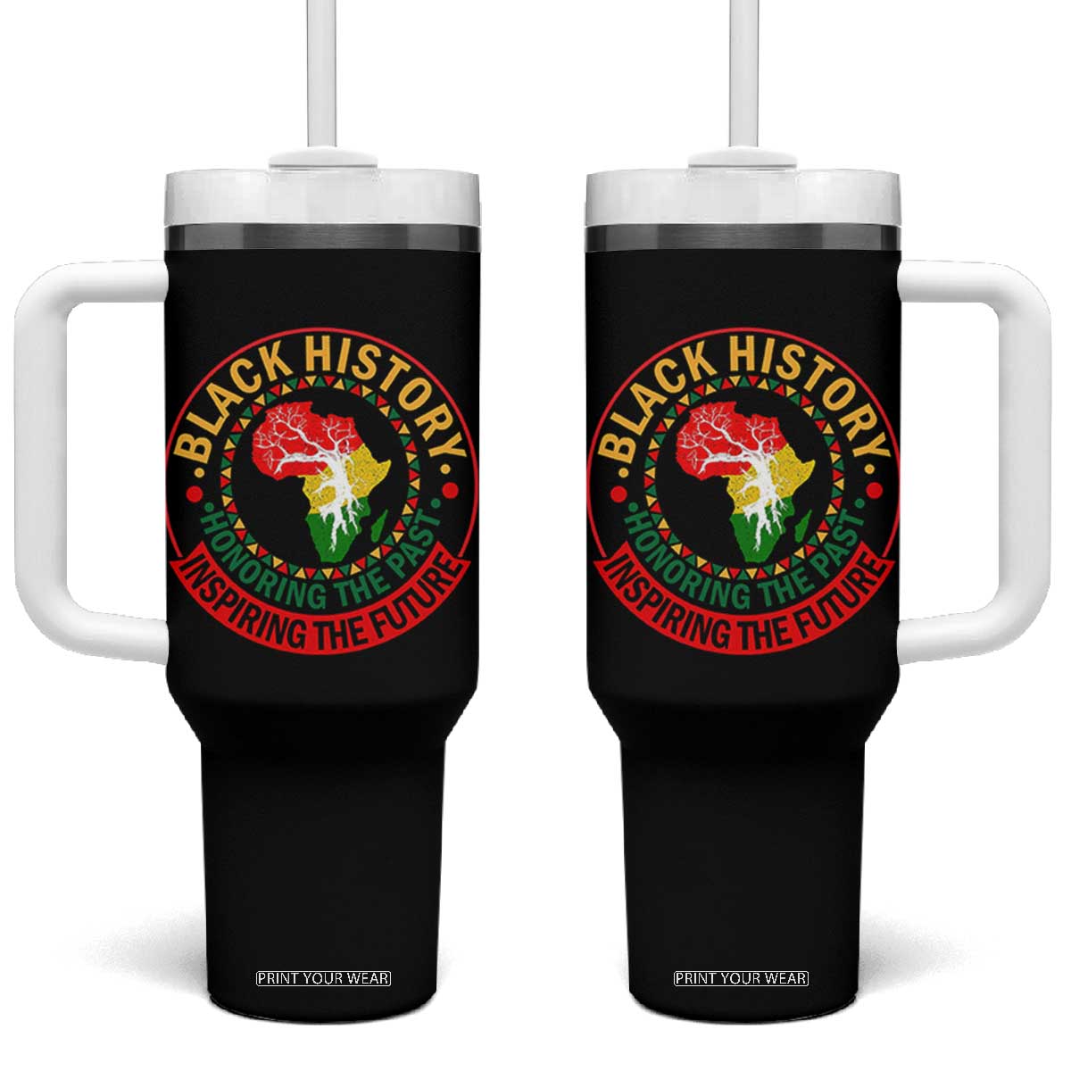 Inspiring The Future Honoring The Past Tumbler With Handle African American Heritage TS12 One Size: 40 oz Black Print Your Wear