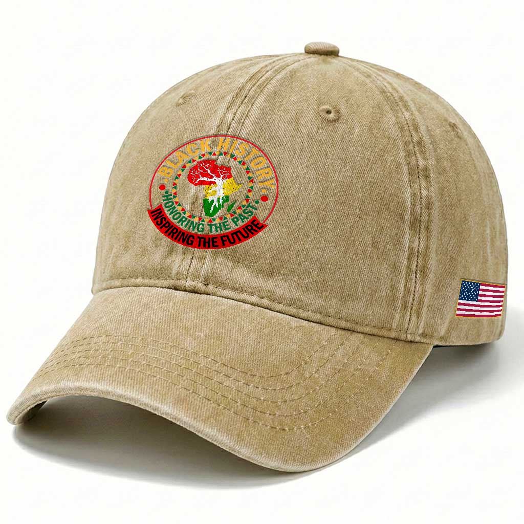 Inspiring The Future Honoring The Past Washed Cotton Baseball Cap African American Heritage TS12 Print Your Wear