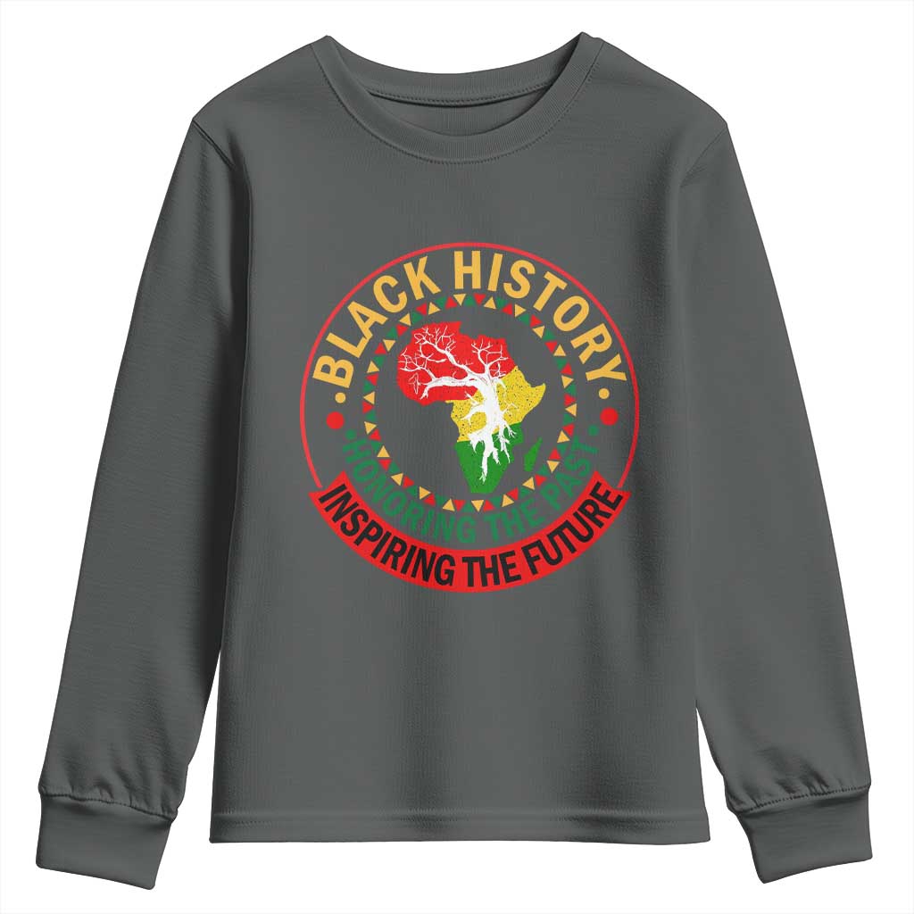 Inspiring The Future Honoring The Past Youth Sweatshirt African American Heritage TS12 Dark Heather Print Your Wear