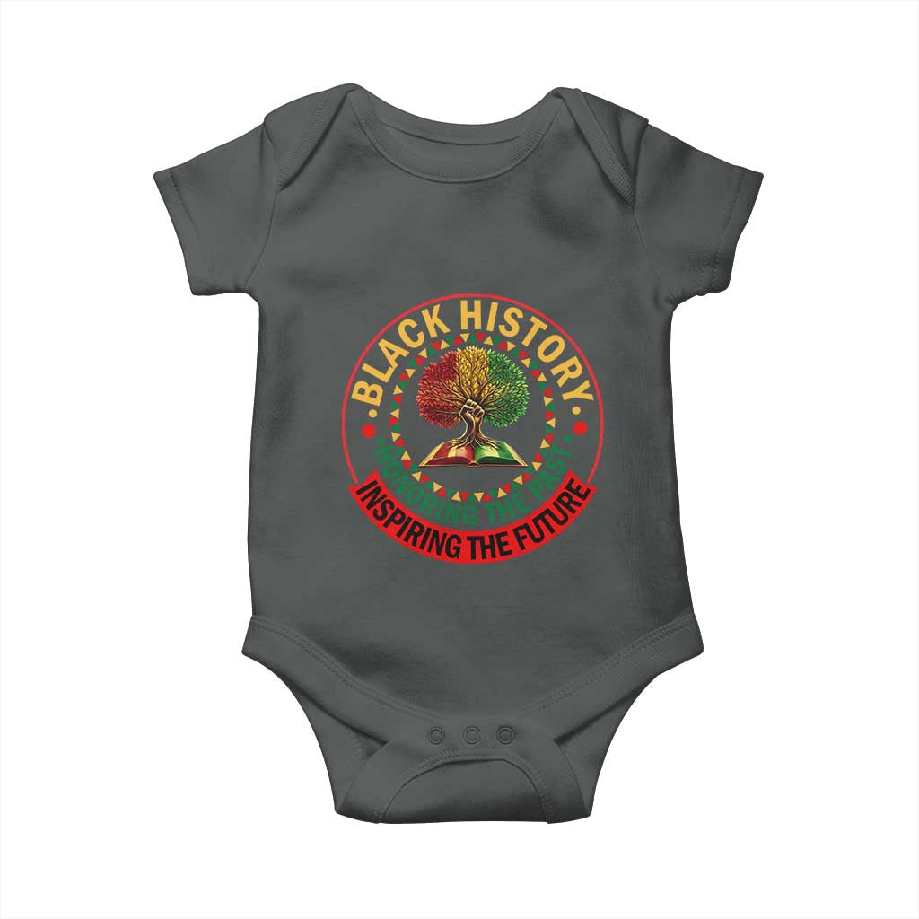 Black History Month Quote Baby Onesie Honoring The Past Inspiring The Future Gift TS12 Dark Heather Print Your Wear