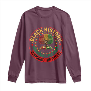 Black History Month Quote Long Sleeve Shirt Honoring The Past Inspiring The Future Gift TS12 Maroon Print Your Wear