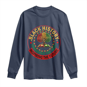 Black History Month Quote Long Sleeve Shirt Honoring The Past Inspiring The Future Gift TS12 Navy Print Your Wear