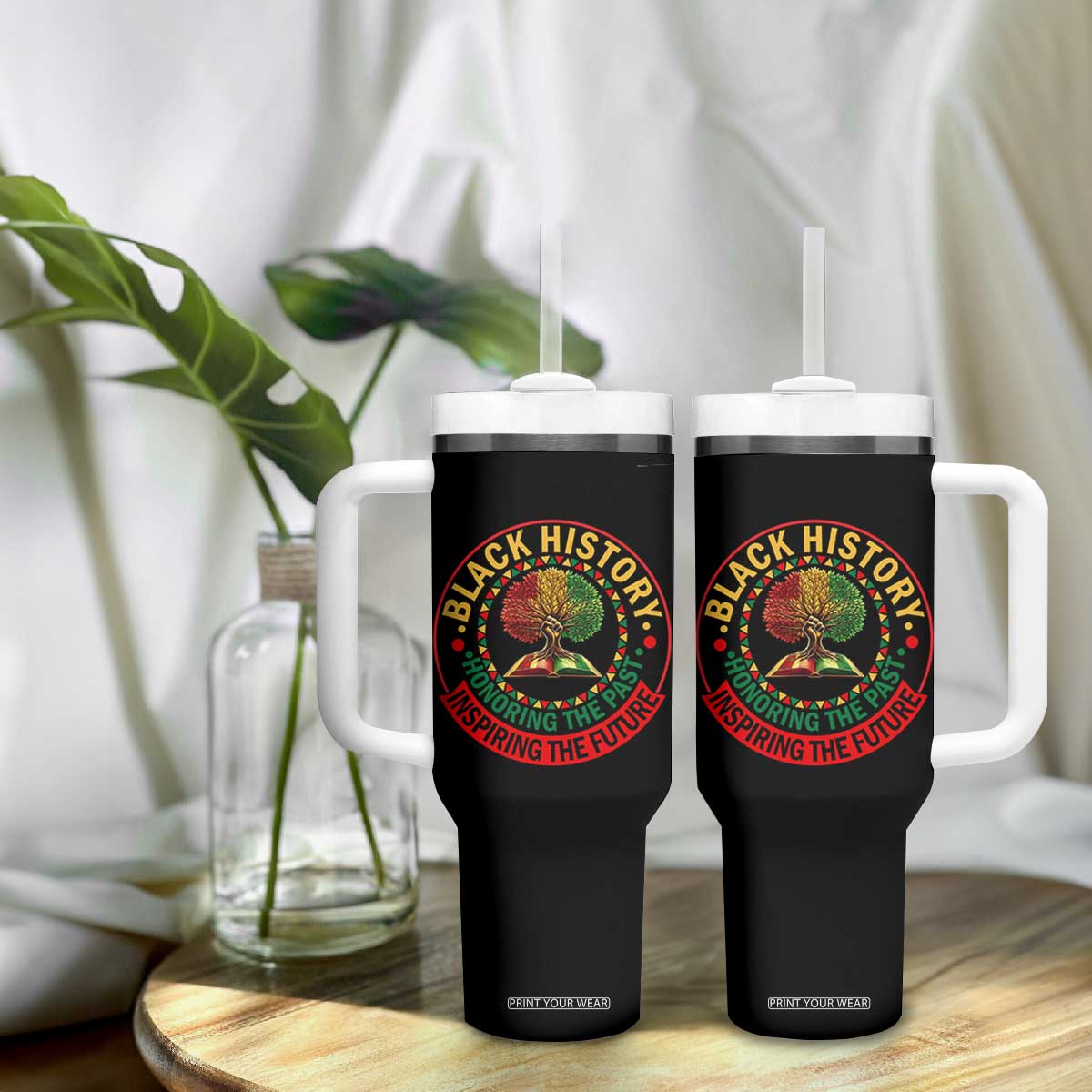 Black History Month Quote Tumbler With Handle Honoring The Past Inspiring The Future Gift TS12 Print Your Wear