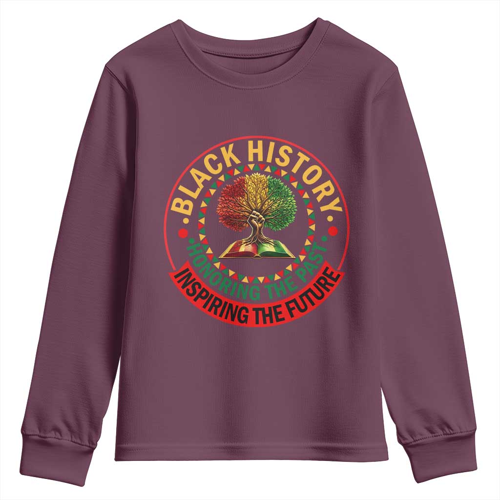Black History Month Quote Youth Sweatshirt Honoring The Past Inspiring The Future Gift TS12 Maroon Print Your Wear