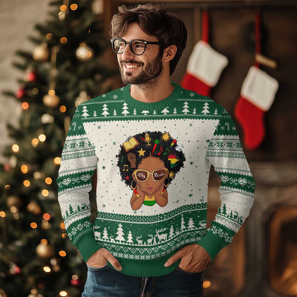 My Roots Black History Culture Pride Ugly Christmas Sweater African American Heritage TS12 Beige Green Print Your Wear