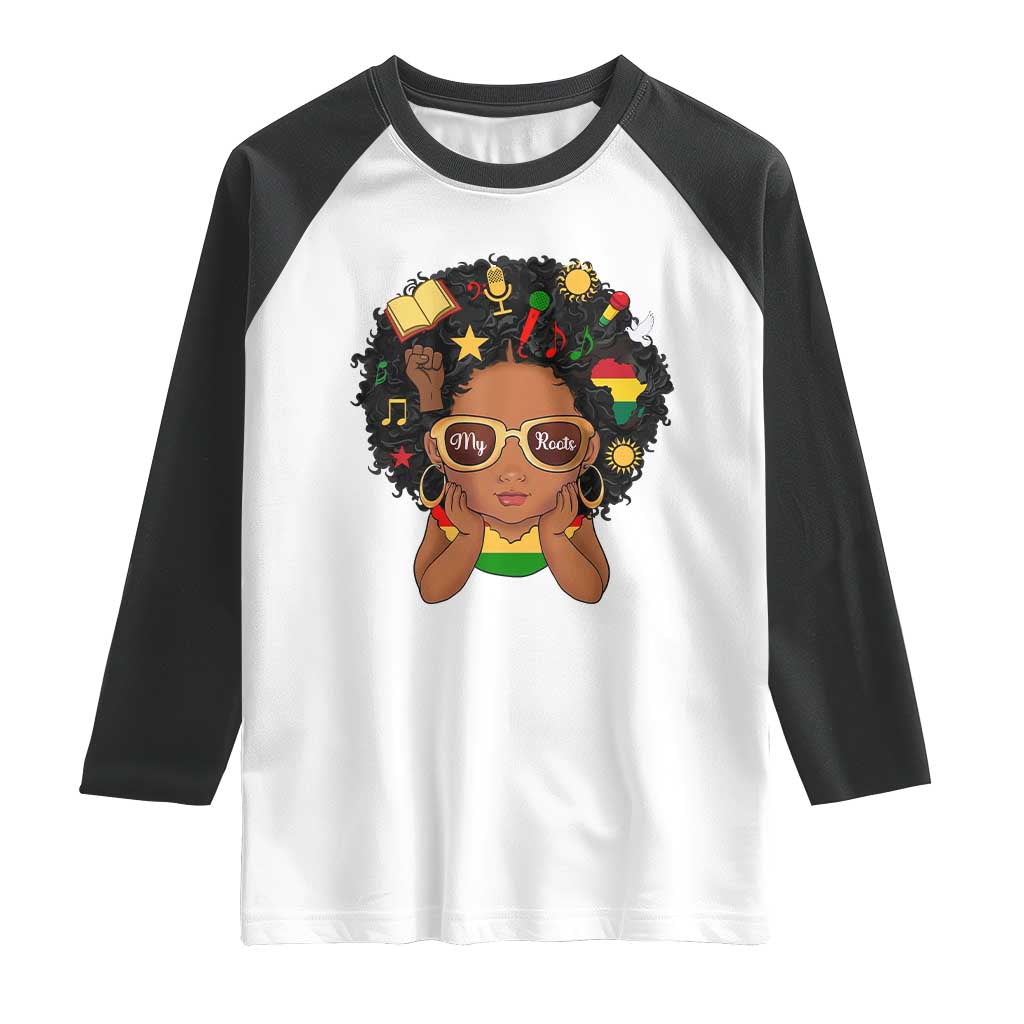 My Roots Black History Culture Pride Raglan Shirt African American Heritage TS12 White Black Print Your Wear