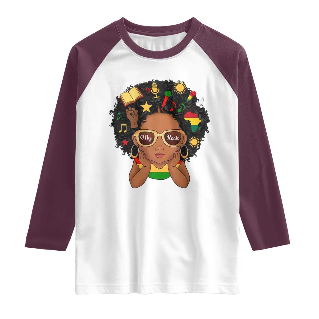 My Roots Black History Culture Pride Raglan Shirt African American Heritage TS12 White Maroon Print Your Wear