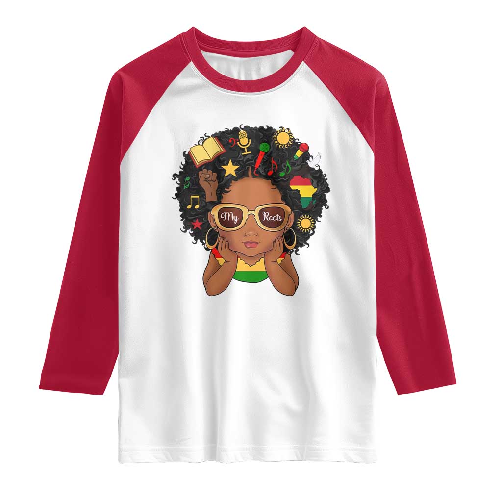 My Roots Black History Culture Pride Raglan Shirt African American Heritage TS12 White Red Print Your Wear