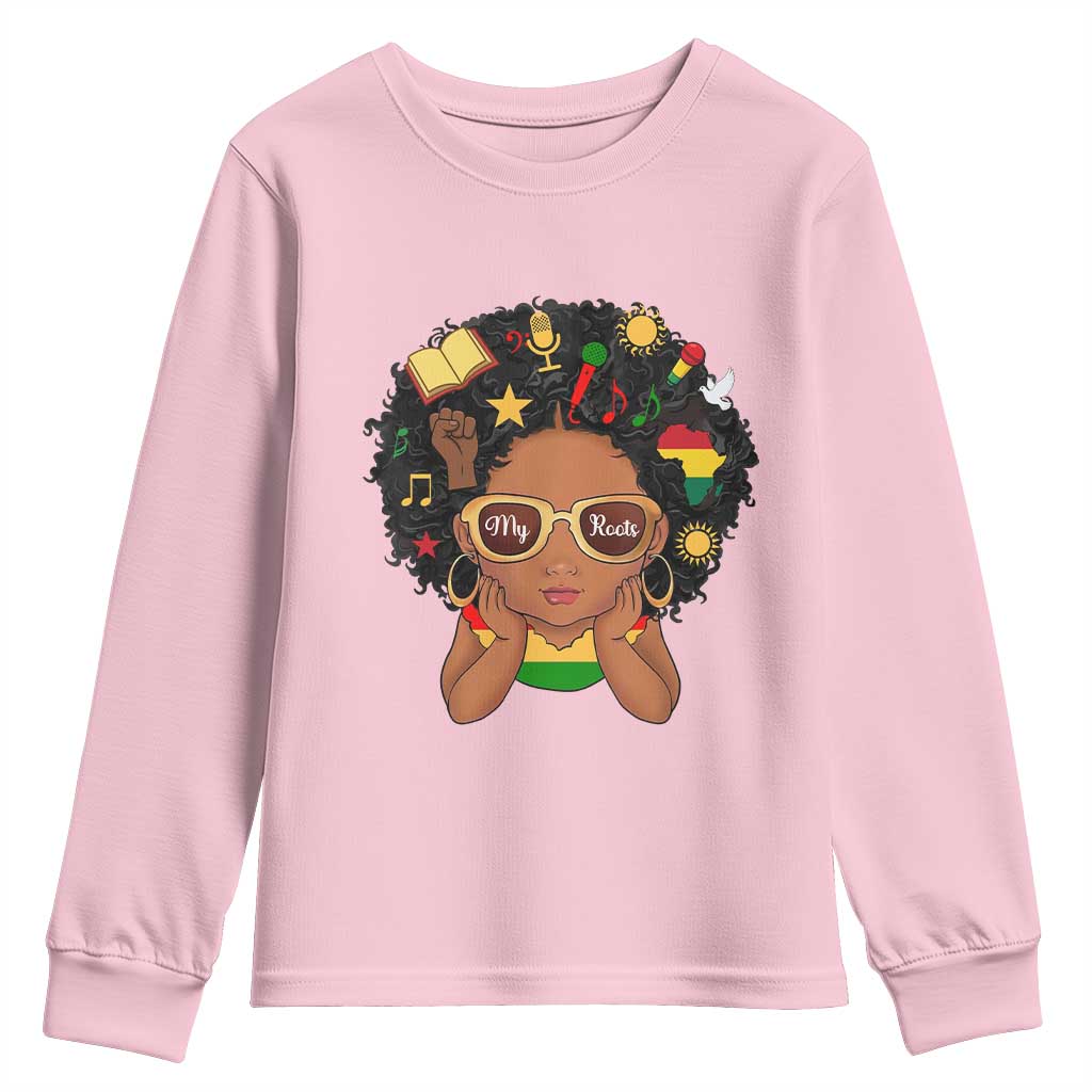 My Roots Black History Culture Pride Youth Sweatshirt African American Heritage TS12 Light Pink Print Your Wear