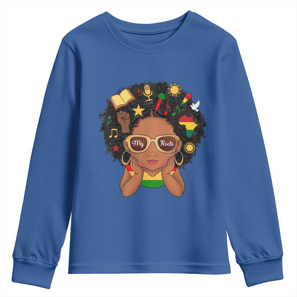 My Roots Black History Culture Pride Youth Sweatshirt African American Heritage TS12 Royal Blue Print Your Wear