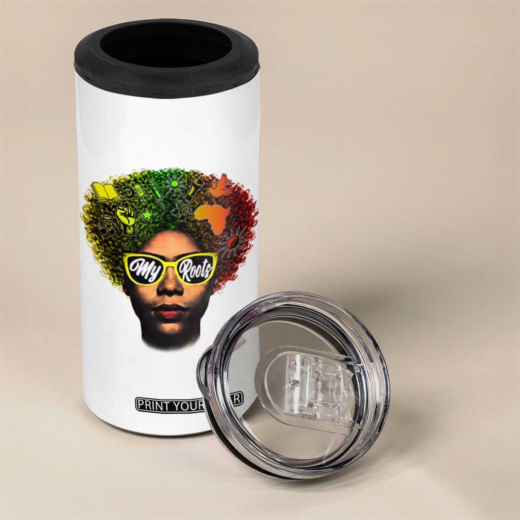 Black History Month 4 in 1 Can Cooler Tumbler My Roots African American Pride Gift TS12 Print Your Wear