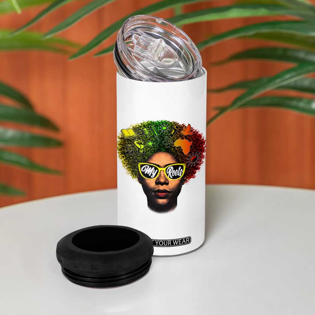 Black History Month 4 in 1 Can Cooler Tumbler My Roots African American Pride Gift TS12 Print Your Wear