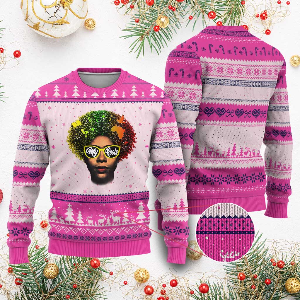 Black History Month Ugly Christmas Sweater My Roots African American Pride Gift TS12 Hot Pink Print Your Wear